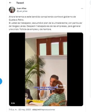 Twitter de video de Vargas Lleras
