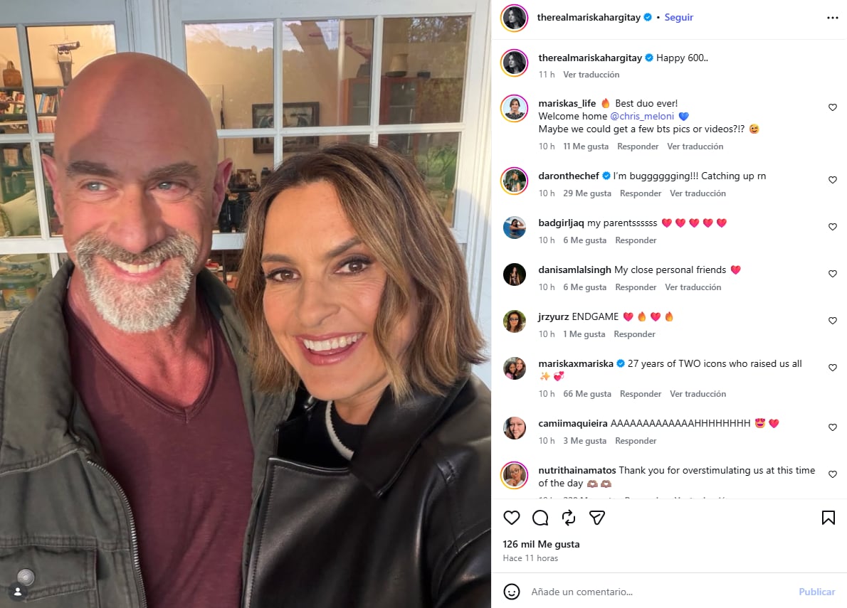 La actriz utilizó su cuenta de Instagram para adelantar el retorno del personaje de Elliot Stabler previo al estreno de la temporada 28 (Instagram/@therealmariskahargitay)