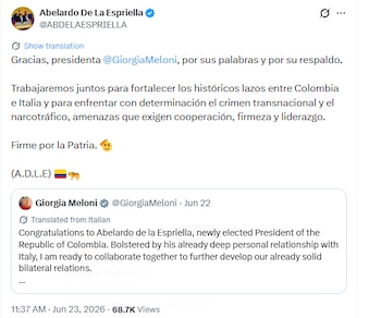 Abelardo de la Espriella afirmó que trabajará para mantener los lazos diplomáticos con Italia - crédito @ABDELAESPRIELLA/X