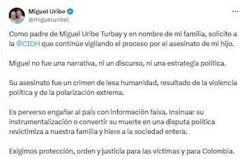 Padre de Miguel Uribe hizo