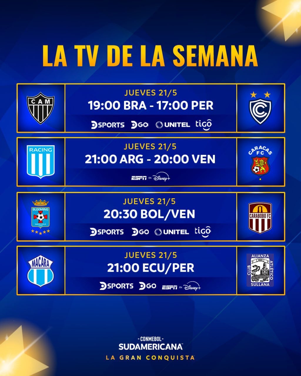 Canal TV del Atlético Mineiro vs Cienciano por Copa Sudamericana 2026. - créditos: Conmebol