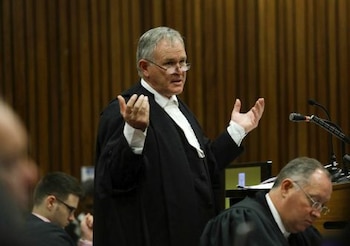 PRETORIA, SOUTH AFRICA - MARCH 11 (SOUTH AFRICA OUT):Advocate Barry Roux at the Pretoria High Court on March 11, 2014, in Pretoria, South Africa.Oscar Pistorius stands accused of the murder of his girlfriend, Reeva Steenkamp, on February 14, 2014. This is Pistorius' official trial, the result of which will determine the paralympian athlete's fate. (Photo by Kevin Sutherland/The Times/Gallo Images - Pool/Getty Images)