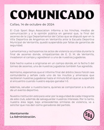 Comunicado del Sport Boys tras