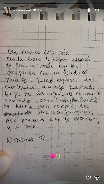Tras la muerte de Linda, Cande Tinelli compartió en Instagram una carta para sostener una conexión simbólica con su compañera canina