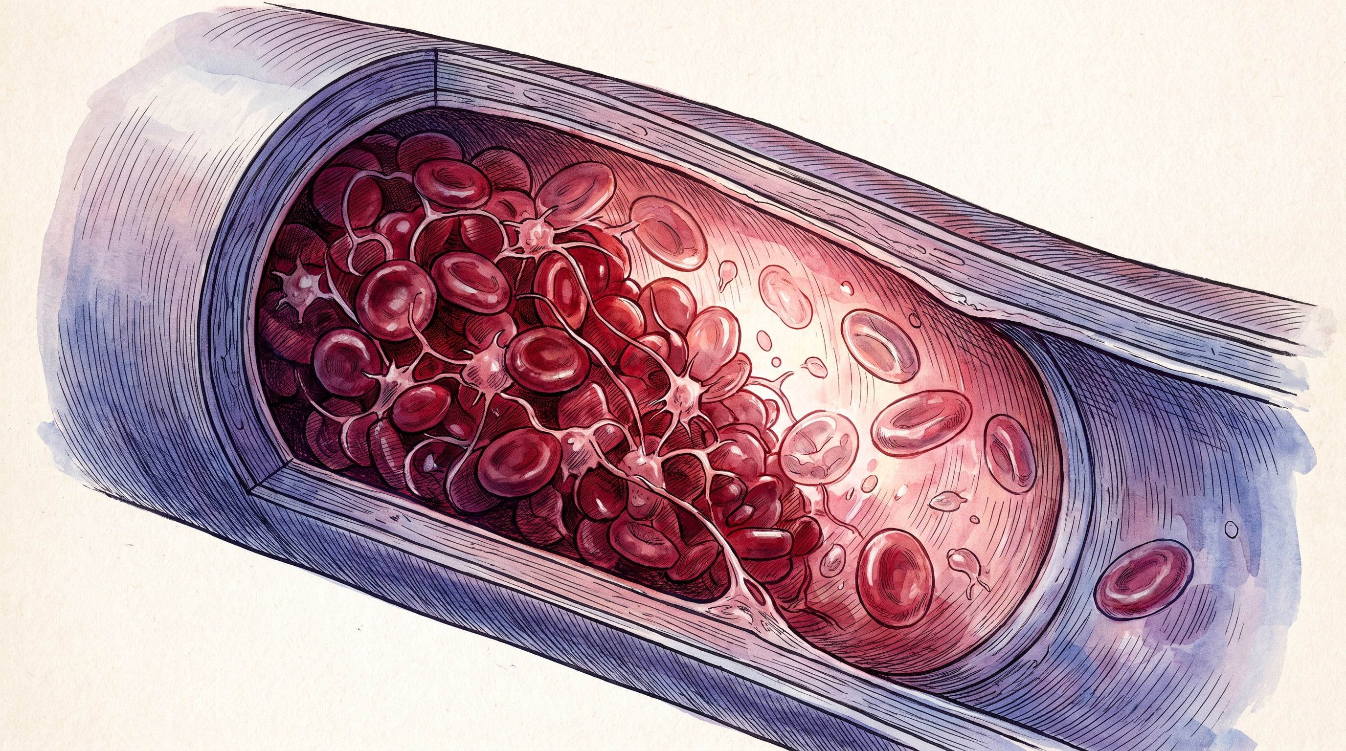 Un trombo compuesto por glóbulos rojos, plaquetas y fibrina obstruye el paso de la sangre en el interior de una arteria cerebral. (Imagen Ilustrativa Infobae)