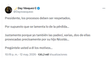 Day Vásquez acusó a Nicolás Petro de la pérdida de sus embarazos: “Dos de ellas provocadas precisamente por su hijo” - crédito @Daysvasquezc/X