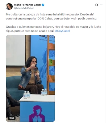La senadora también reveló que su inclusión en el final de la lista al Senado en 2022 ha generado gran respaldo hacia su proyecto político - crédito @MariaFdaCabal/X