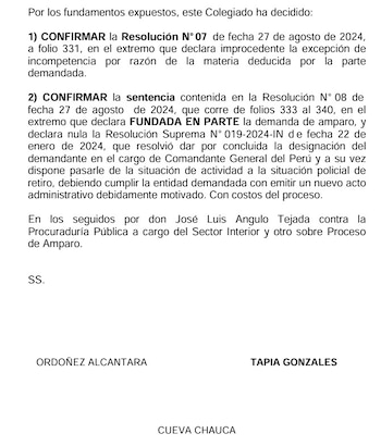 PJ confirma que resolución suprema