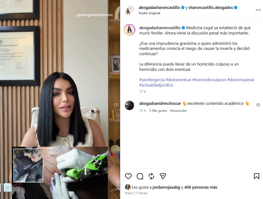 Castillo compartió el video con su análisis desde su cuenta de Instagram el martes 6 de octubre de 2026 - crédito @abogadasharoncastillo/IG