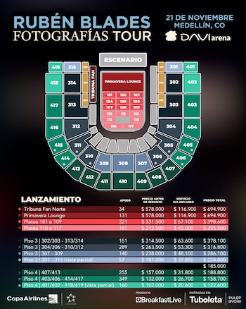 Tuboleta habilitó un preregistro que dará prioridad en la fila virtual para comprar boletería del concierto de Rubén Blades en Medellín - crédito cortesía Breakfast Live