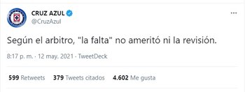 Postura de Cruz Azul en