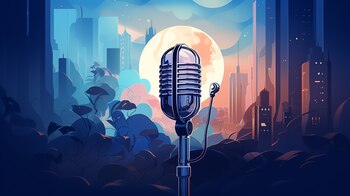 Ilustración de un micrófono antiguo