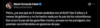 María Fernanda Cabal aseguró que
