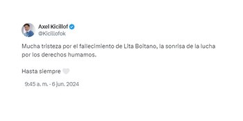 El posteo de Axel Kicillof
