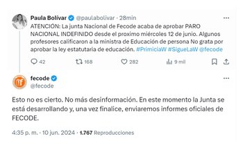Fecode desmintió información sobre paro nacional