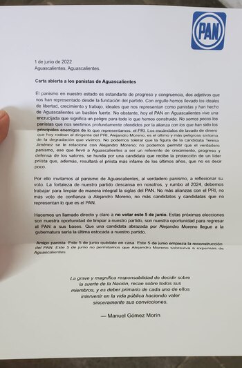 La carta ya circula en