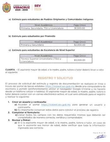 La convocatoria forma parte de los esfuerzos del Gobierno del Estado de Veracruz para reconocer la excelencia académica y fomentar la continuidad educativa en el nivel superior