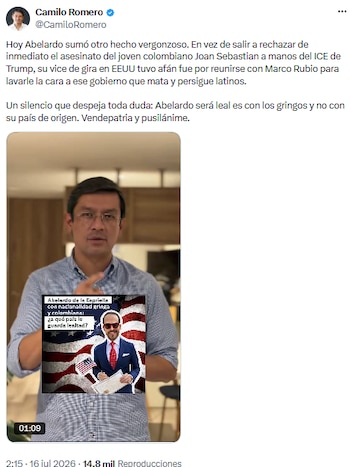 Camilo Romero exigió defensa de derechos humanos tras crimen de colombiano en EE. UU. - crédito @CamiloRomero/X