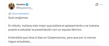 Jerome Sanabria, activista y defensora de las pensiones de los colombianos, rechazó la intervención del presidente de Colpensiones, Carlos René Montoya - crédito @SoyJerome/X