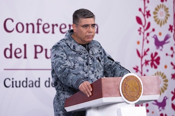 Guillermo Briseño Lobera estuvo en la conferencia de prensa matutina de la presidenta Claudia Sheinbaum. (Cortesía)