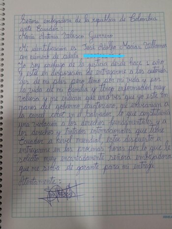 Presunta carta de Alias Fito,