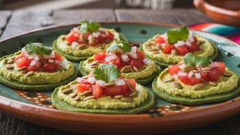 Tostadas de nopal asado cubiertas