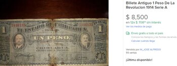 Billete de un peso denominado