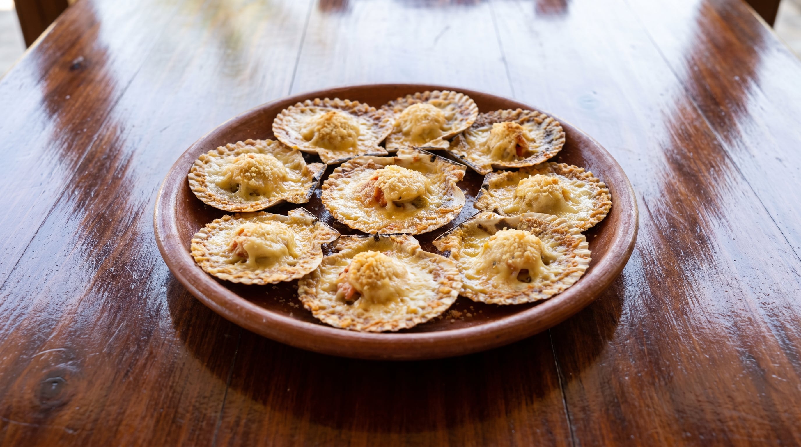 Vieiras frescas gratinadas con manteca, salsa inglesa y jugo de lima conforman las conchitas a la parmesana, plato tradicional peruano (Imagen Ilustrativa Infobae)