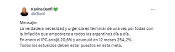 Karina Banfi señaló que la