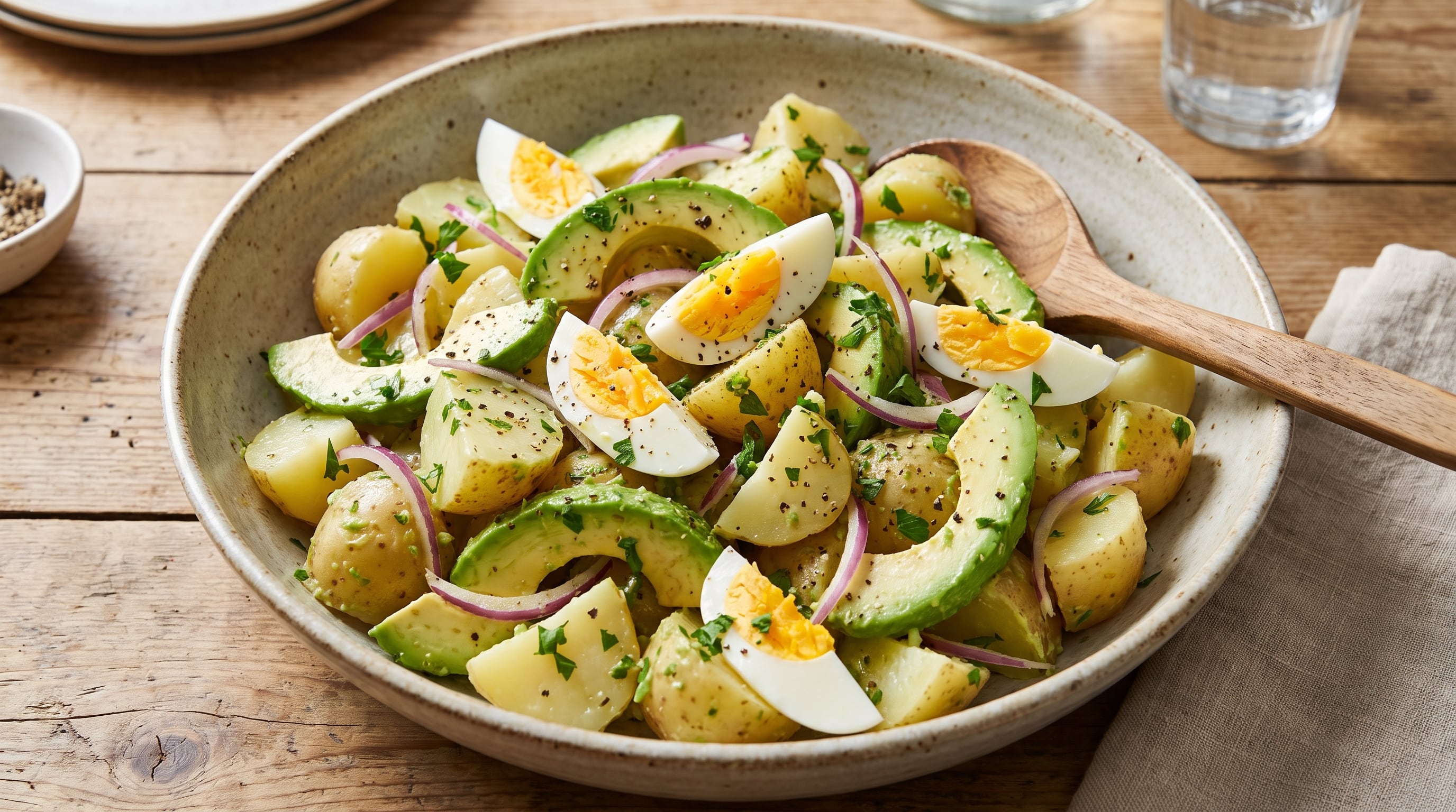 Receta de ensalada de palta, papa y huevo, rápida y fácil
