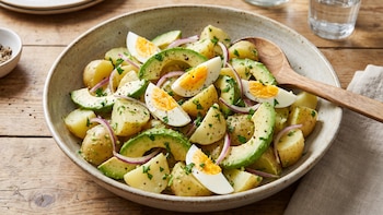 Receta de ensalada de palta, papa y huevo, rápida y fácil