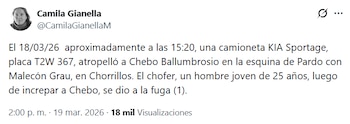 El tuit de Camila Gianella