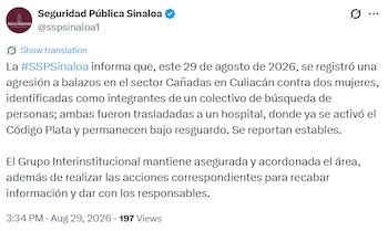 Autoridades confirmaron el despliegue para garantizar la seguridad de las personas heridas. Crédito: X - SSP Sinaloa