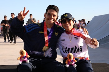 Rafaela le dio a Colombia su primer oro con Luis Rincón en BMX Freestyle Park masculino y también medallas con Lizsurley Villegas y Walter Vargas - crédito Comité Olímpico Colombiano