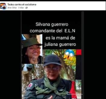 Redes sociales vincularon a Juliana Guerrero con guerrillera del ELN - crédito Todos contra el Socialismo/Facebook