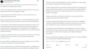 Restrepo Cañavera se refirió a los señalamientos de Sánchez y Triana la mañana del viernes 23 de octubre de 2026 vía X - crédito @carorestrepocan/X