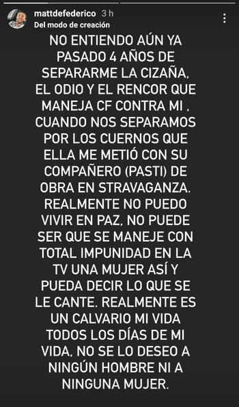 El descargo de Matías Defederico