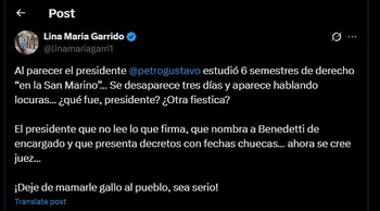 Lina Garrido arremetió en contra