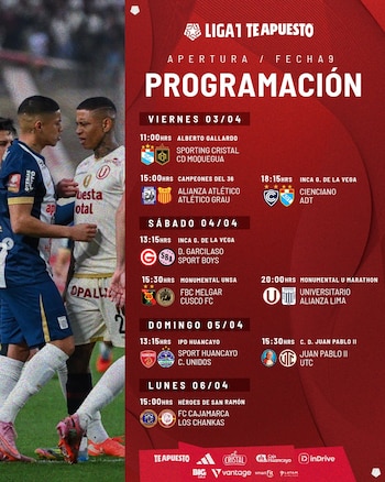 Programación fecha 9 del Torneo Apertura 2026