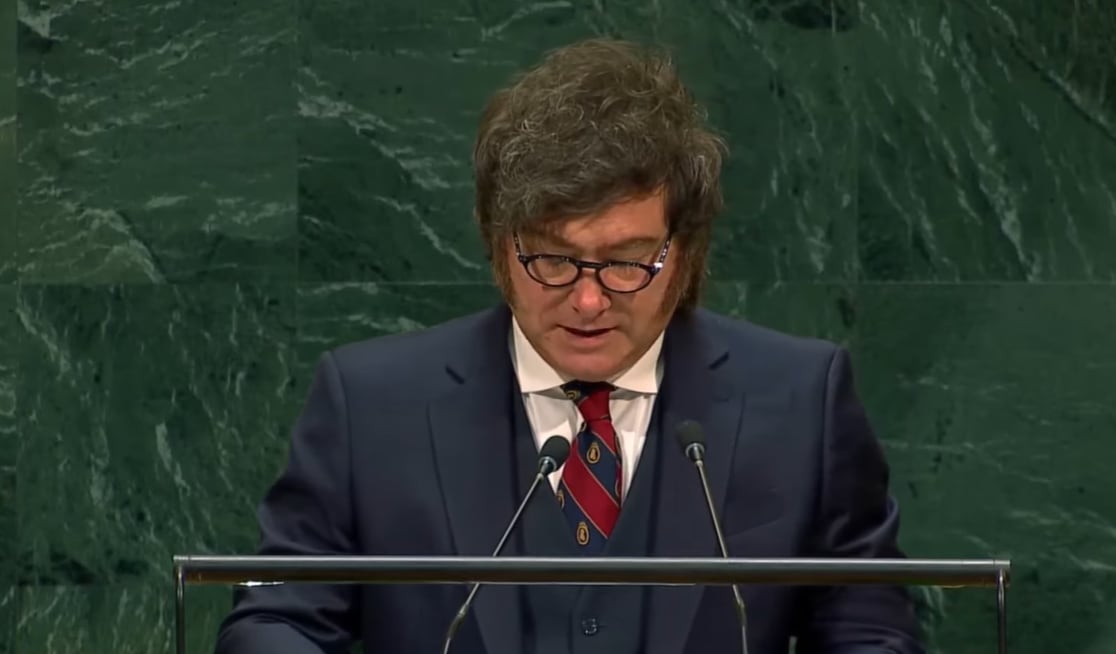 Javier Milei habla ante la Asamblea de la ONU (captura de imagen)