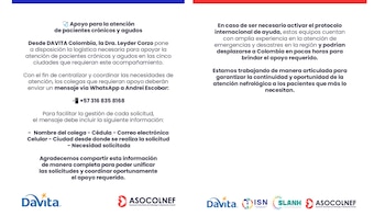 La terapia renal se aplicará sin considerar proveedores de salud o EPS - crédito @asocolnefmedios/X