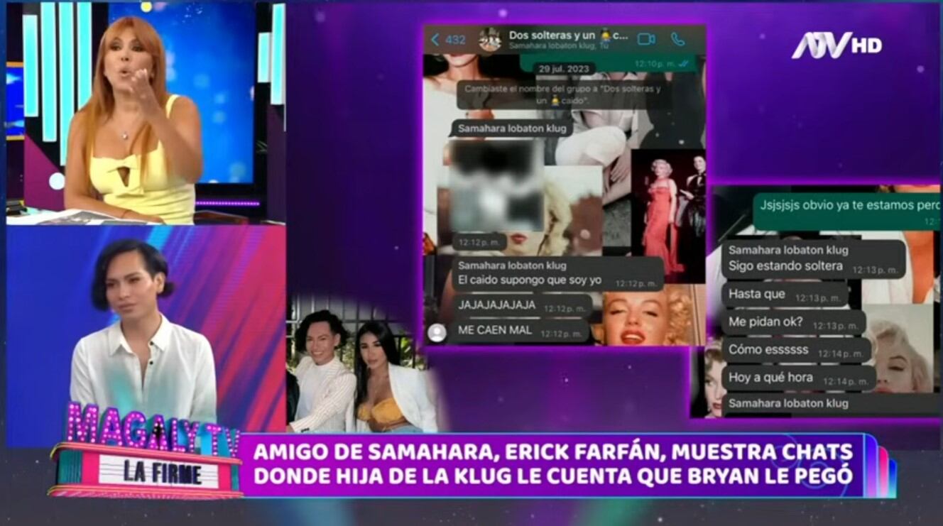 “Bryan me pegó”: revelan mensajes de Samahara Lobatón que hoy cobran relevancia. Infobae Perú / Captura TV - Magaly TV La Firme