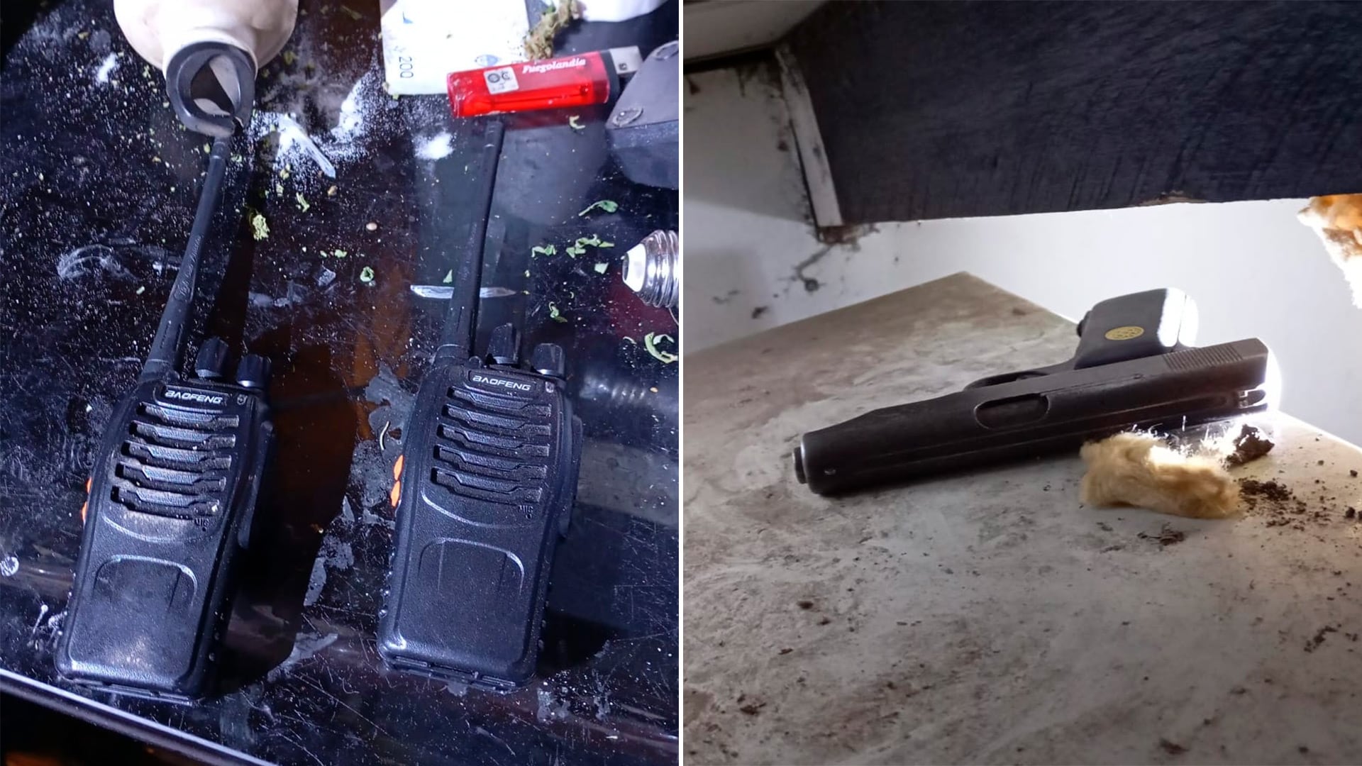 Los agentes secuestraron armas, handys, cocaína y municiones