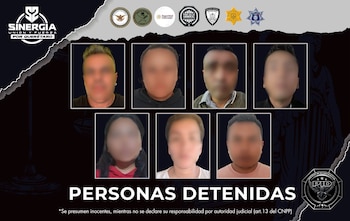 Hasta el momento no se han dado a conocer las identidades de las siete personas detenidas ni su situación jurídica. (Crédito: Fiscalía de Querétaro)