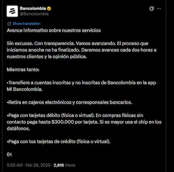 Os usuários do Bancolombia podem fazer