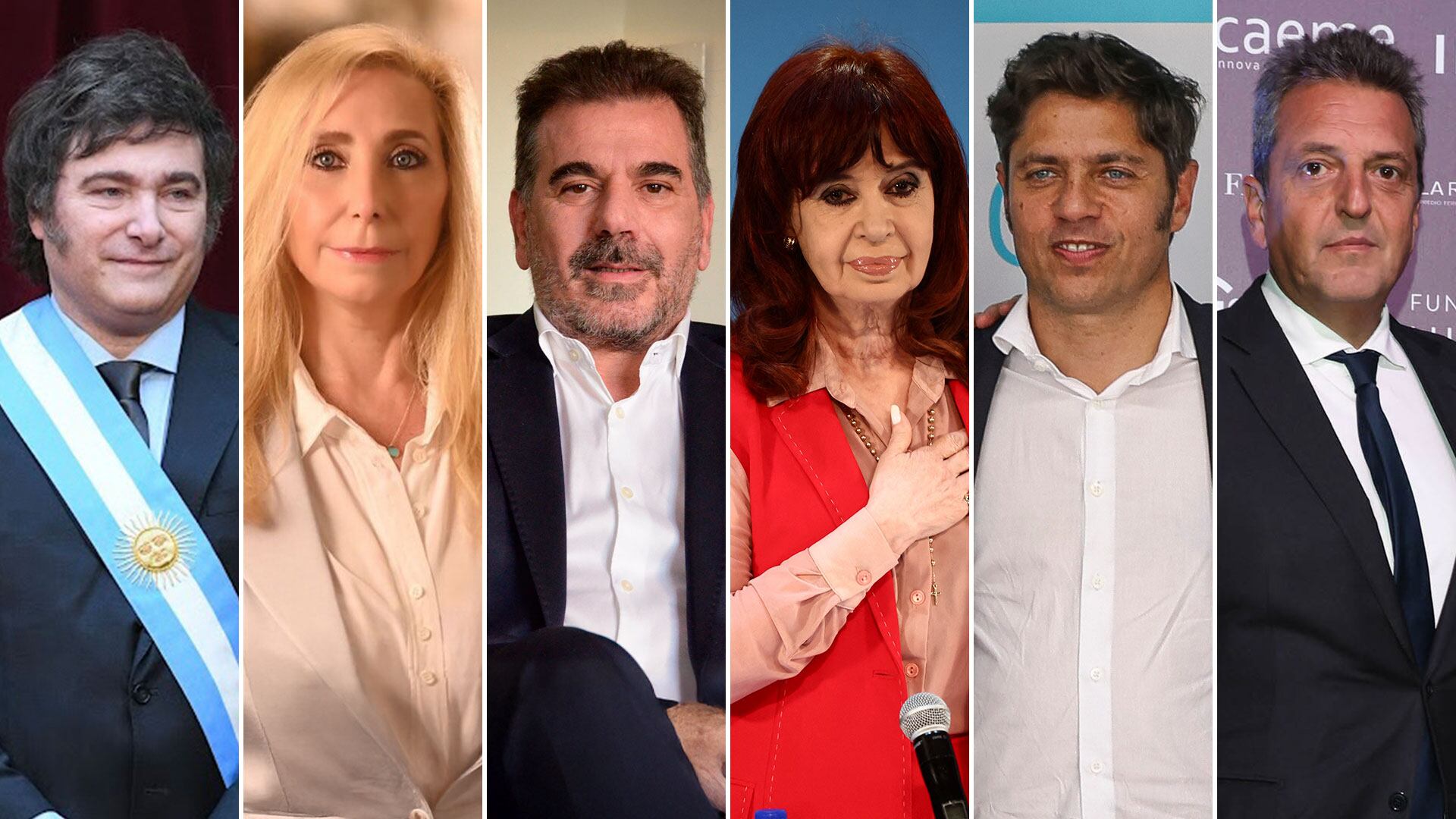 Protagonistas. Javier y Karina Milei, Cristian Ritondo, Cristina Kirchner, Axel Kicillof y Sergio Massa