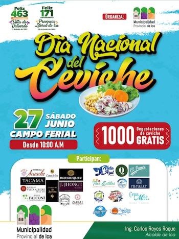 El ceviche se ha convertido en el plato bandera del país - Créditos: Municipalidad de Ica.