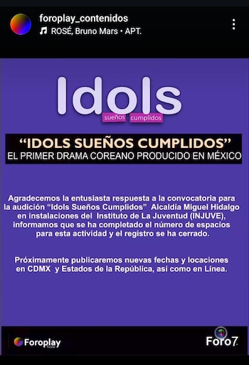 Injuve lanza convocatoria de reclutamiento para la primera producción coreana en el país. | @Foroplay_contenido