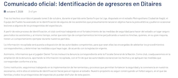El comunicado del Deportivo Independiente Medellín sobre la agresión a Daniel Torres y su proceso en Fiscalía - crédito DIM