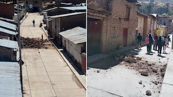 Escombros y daños estructurales en viviendas de Coracora, Ayacucho, tras el sismo de magnitud 7.2 que afectó la región.